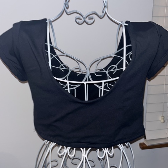 Mono b Women's Black Cap Sleeve Knot Front Athletic Top Size L - Picture 7 of 9